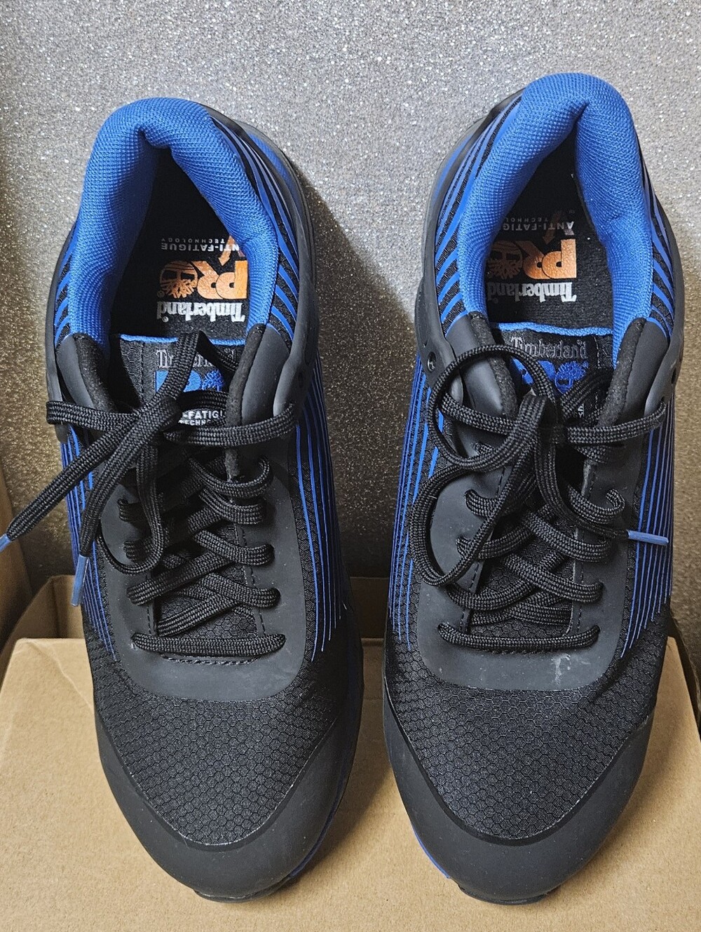 Timberland Woman Or Men's Black and Blue Athletic Shoes With Steel Toe